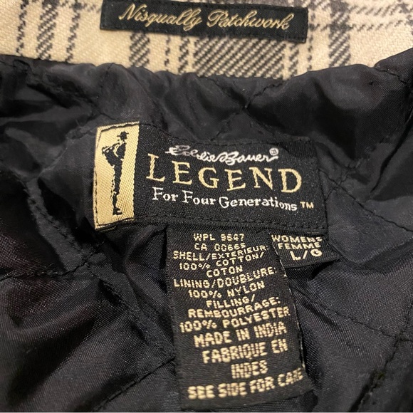 Eddie Bauer Shacket Women’s Large Black Tan Zip Up Nisqually Patchwork Plaid - Picture 7 of 7